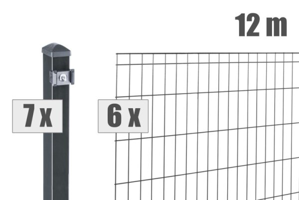 AOS STAHL 12m Zaunpaket KOMPLETT Stabgitterzaun MICHL inkl. Pfosten Höhe 1200mm Farbe anthrazitgrau