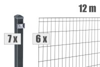AOS STAHL 12m Zaunpaket KOMPLETT Stabgitterzaun MICHL inkl. Pfosten Höhe 1200mm Farbe anthrazitgrau