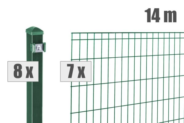AOS STAHL 14m Zaunpaket KOMPLETT Stabgitterzaun MICHL inkl. Pfosten Höhe 1000mm Farbe moosgrün