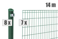 AOS STAHL 14m Zaunpaket KOMPLETT Stabgitterzaun MICHL inkl. Pfosten Höhe 1000mm Farbe moosgrün
