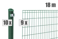 AOS STAHL 18m Zaunpaket KOMPLETT Stabgitterzaun MICHL inkl. Pfosten Höhe 800mm Farbe moosgrün