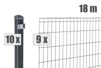 AOS STAHL 18m Zaunpaket KOMPLETT Stabgitterzaun MICHL inkl. Pfosten Höhe 1200mm Farbe anthrazitgrau
