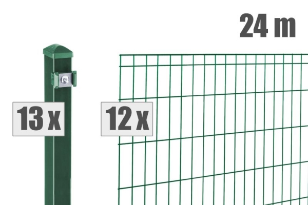 AOS STAHL 24m Zaunpaket KOMPLETT Stabgitterzaun MICHL inkl. Pfosten Höhe 1000mm Farbe moosgrün