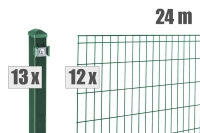 AOS STAHL 24m Zaunpaket KOMPLETT Stabgitterzaun MICHL inkl. Pfosten Höhe 1000mm Farbe moosgrün