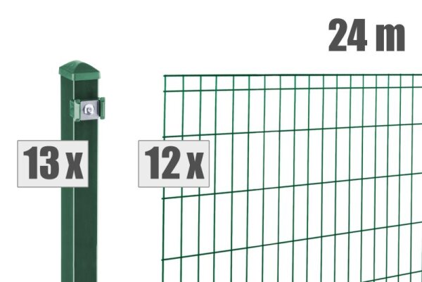 AOS STAHL 24m Zaunpaket KOMPLETT Stabgitterzaun MICHL inkl. Pfosten Höhe 1200mm Farbe moosgrün