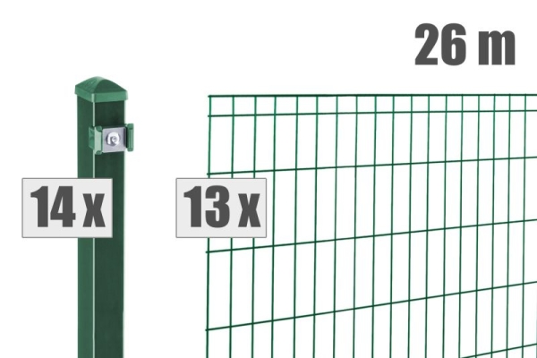 AOS STAHL 26m Zaunpaket KOMPLETT Stabgitterzaun MICHL inkl. Pfosten Höhe 1200mm Farbe moosgrün