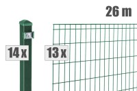 AOS STAHL 26m Zaunpaket KOMPLETT Stabgitterzaun MICHL inkl. Pfosten Höhe 1200mm Farbe moosgrün