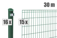 AOS STAHL 30m Zaunpaket KOMPLETT Stabgitterzaun MICHL inkl. Pfosten Höhe 1200mm Farbe moosgrün