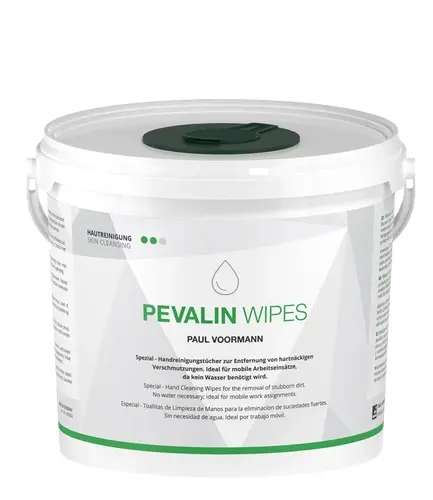 Profibau Pevalin Wipes 60821 Feuchte Reinigungstücher, Spendereimer 150 Tücher, mit hautschonenden Esterölen, gegen Öl und Teer