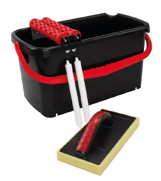 Profibau Speedy Fliesen-Waschboy 60993 mit Metallhalterung, 2 Waschrollen und 2 Laufrollen, 23 Liter