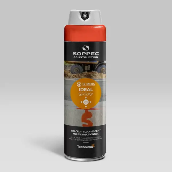 Ideal Spray Rundummarkierspray 61481 Fluoreszierend Neon Rot, 500 ml, Schnelltrocknend, 12 Monate Haltbarkeit