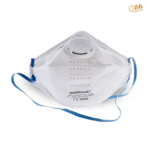 ZVG Feinstaubmaske FFP2 NR D 62617 Weiß mit Ventil, 20 Stück Box, faltbar, geringer Atemwiderstand