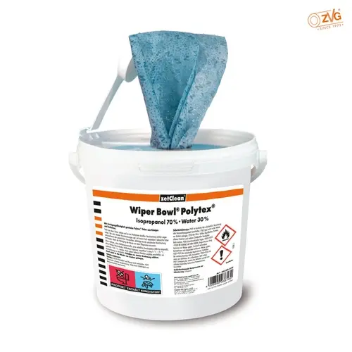 ZVG Wiperbowl Spendereimer 62627 Polytex Reinigungstücher, Isopropanol 70/30, 25 x 25 cm, 72 Tücher