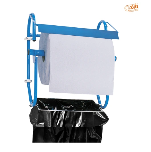Profibau Wandhalter 62645 Metall Blau, für Putzrollen bis 42 cm, mit Abfallsackhalterung
