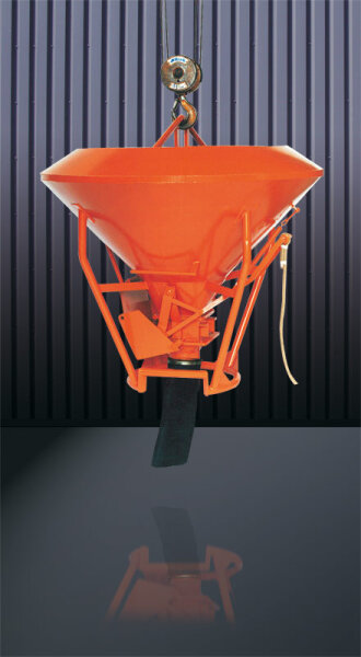 EICHINGER Betonsilo, 1010.7, 400 Liter, zylindrisch-konisch, angeschweißte Kette, Handhebel mit Reißleine und Federzug, zentraler Auslass, Ø 200 mm ORU