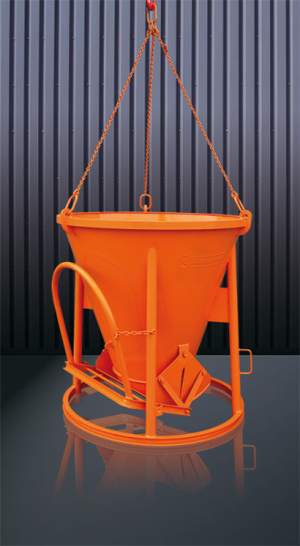 EICHINGER Betonsilo, 1011.1, 150 Liter, konisch, angeschweißte Kette, Handhebel, zentraler Auslass