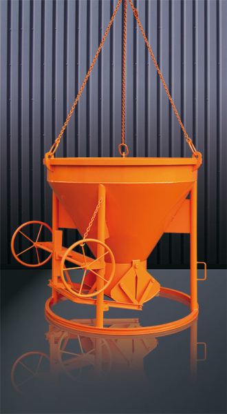 EICHINGER Betonsilo, 1013H.13, 1250 Liter, zylindrisch-konisch, angeschweißte Kette, Handrad, zentraler Auslass