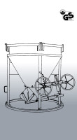 EICHINGER Betonsilo, 1013H.13, 1250 Liter, zylindrisch-konisch, angeschweißte Kette, Handrad, zentraler Auslass