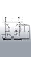 EICHINGER Betonsilo, 1016PAM.12, 1000 Liter, zylindrisch-konisch, angeschweißte Kette, Handrad, zentraler Auslass, 600 mm PVC-Schlauch, Ø 300 mm