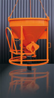 EICHINGER Betonsilo, 1016.16, 2000 Liter, zylindrisch-konisch, angeschweißte Kette, Handhebel, zentraler Auslass, 600 mm PVC-Schlauch, Ø 300 mm