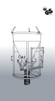 EICHINGER Betonsilo, 1016.16, 2000 Liter, zylindrisch-konisch, angeschweißte Kette, Handhebel, zentraler Auslass, 600 mm PVC-Schlauch, Ø 300 mm