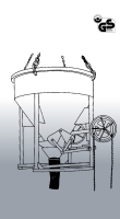EICHINGER Betonsilo, 1016KR.17,  2500 Liter, zylindrisch-konisch, angeschweißte Kette, Kettenrad, zentraler Auslass, 600 mm PVC-Schlauch, Ø 150 mm