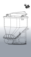 EICHINGER Betonsilo, 1017.4, 300 Liter, zylindrisch-konisch, angeschweißte Kette, Verschlussklappe am Schlauchende, zentraler Auslass, 1250 mm Gummischlauch, Ø 150 mm
