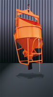 EICHINGER Betonsilo, 1018.1, 150 Liter, liegend zylindrisch-konisch, Traverse, Handhebel, zentraler Auslass, 600 mm PVC-Schlauch, Ø 150 mm