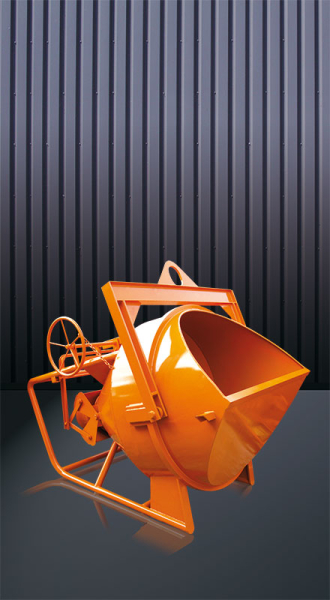 EICHINGER Betonsilo, 1018H.1, 150 Liter, liegend zylindrisch-konisch, Traverse, Handrad, zentraler Auslass, 600 mm PVC-Schlauch, Ø 200 mm