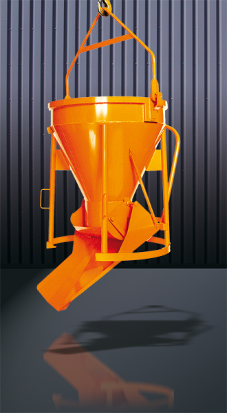EICHINGER Betonsilo, 1020.4, 300 Liter, zylindrisch-konisch, Bügel, Handhebel, bewegliches Auslaufblech
