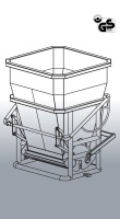 EICHINGER Betonsilo, 1021.5, 350 Liter, rund mit seitlichem Auslauf, angeschweißte Kette, Handhebel, seitlicher Auslauf