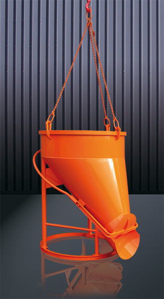 EICHINGER Betonsilo, 1021.18, 3000 Liter, rund mit seitlichem Auslauf, angeschweißte Kette, Handhebel, seitlicher Auslauf