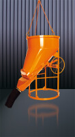 EICHINGER Betonsilo, 1023H.8, 500 Liter, rund mit seitlichem Auslauf, angeschweißte Kette, Handrad, seitlicher Auslauf, PVC-Schlauch 600 mm, Ø 150 mm