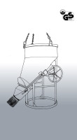 EICHINGER Betonsilo, 1023H.8, 500 Liter, rund mit seitlichem Auslauf, angeschweißte Kette, Handrad, seitlicher Auslauf, PVC-Schlauch 600 mm, Ø 150 mm