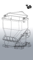 EICHINGER Betonsilo, 1028H.9, 600 Liter, oval mit seitlichem Auslauf, angeschweißte Kette, Handrad, seitlicher Auslauf