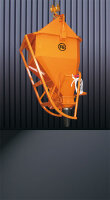 EICHINGER Betonsilo, 1033C.6, 375 Liter, quadratisch und abgerundet, angeschweißte Kette, Handhebel, zentraler Auslass, 1500 mm Gummischlauch, Ø 200 mm