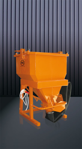 EICHINGER Betonsilo, 1033.13, 1250 Liter, quadratisch und abgerundet, Bügel, Handhebel, zentraler Auslass, 1500 mm Gummischlauch, Ø 150 mm
