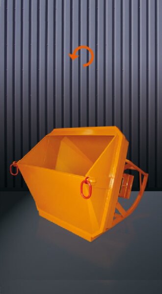 EICHINGER Betonsilo, 1034C.7, 400 Liter, liegend quadratisch und abgerundet, angeschweißte Kette, Handhebel mit Reißleine und Federzug, zentraler Auslass, 3000 mm Gummischlauch, Ø 150 mm