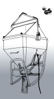 EICHINGER Betonsilo, 1036.11, 800 Liter, liegend quadratisch und abgerundet, Bügel, Handhebel mit Reißleine und Federzug, zentraler Auslass, 3000 mm Gummischlauch, Ø 150 mm