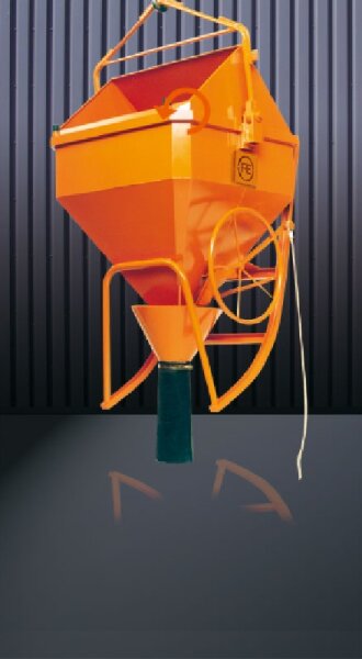 EICHINGER Betonsilo, 1038H.16, 2000 Liter, liegend quadratisch und abgerundet, Traverse, Handrad, zentraler Auslass, 1500 mm Gummischlauch, Ø 200 mm