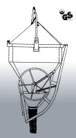 EICHINGER Betonsilo, 1038H.16, 2000 Liter, liegend quadratisch und abgerundet, Traverse, Handrad, zentraler Auslass, 1500 mm Gummischlauch, Ø 200 mm