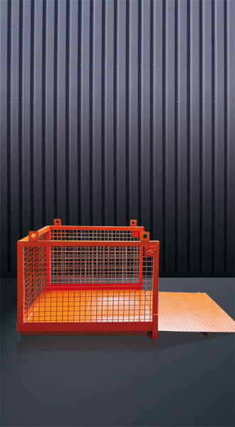 EICHINGER Material-Transportbehälter für Stapler und Kran 1058.9O, LxBxH 1280x1260x1100 mm, 1500 kg, reinorange