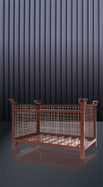 EICHINGER Gitterbox-Stapelpalette 1315.5, Längsseite 1/3 klappbar, 1500 kg, LxBxH 1000x800x750 mm, schokoladenbraun