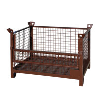 EICHINGER Gitterbox-Stapelpalette 1315.5, Längsseite 1/3 klappbar, 1500 kg, LxBxH 1000x800x750 mm, schokoladenbraun