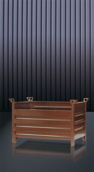 EICHINGER Vollwand-Stapelpalette 1316.5, Längsseite 1/3 klappbar, 1500 kg, LxBxH 1000x800x750 mm, reinorange