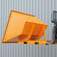 EICHINGER Kippbehälter in hoher Bauhöhe 2013.9, quer zur und in Fahrtrichtung kippbar, 1000 kg, 600 Liter, reinorange