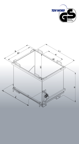 EICHINGER Baustoff Container mit Klappboden 2035 - Tragkraft 1000-2000kg Inhalt 300-1000Liter