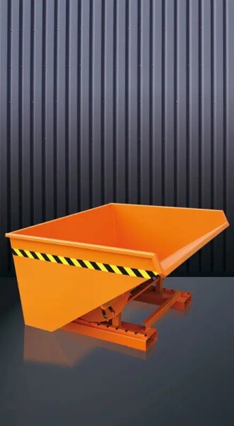 EICHINGER Kippbehälter mit Abrollkufen, 1500 kg, 1500 Liter, reinorange