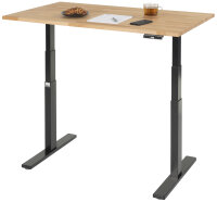RAU Schreibtisch adlatus 100, B1250xT800xH650-1300mm, tiefschwarz, B-Platte-25 mm, 08-ST-125-080-9005-B