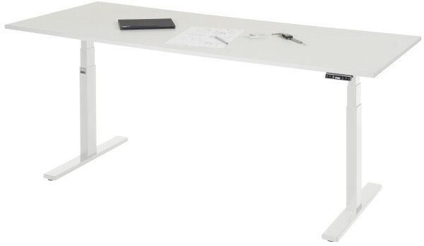 RAU Schreibtisch adlatus 100, B2000xT800xH650-1300mm, lichtgrau, M-Platte-22 mm, 08-ST-200-080-7035-M